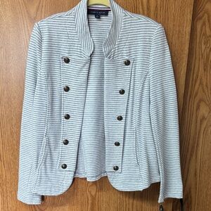 Tommy Hilfiger Light Gray & White Striped Military Blazer